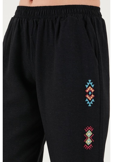 Lela Bohem Işlemeli Keten Ve Pamuk Karışımlı Şalvar Bayan Pantolon 5865050 Siyah