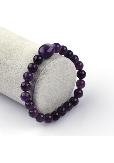 Alibaba Doğaltaş Ametist Doğal Taş 8 MM Küre Kesim Bileklik Çok Renkli