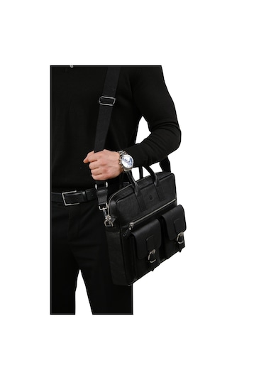 Mft Leather Hakiki Deri Laptop El Çantası Loreen 2230 Flother Siyah