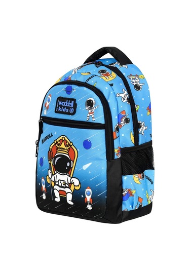 Waddell Lisanslı Siyah-mavi Astronot Desenli Erkek Çocuk İlkokul Sırt Çantası Ve Beslenme Çantası
