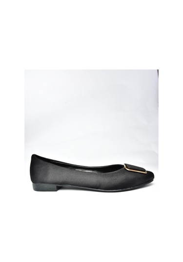Fox Shoes P726776304 Siyah Saten Kumaş Kadın Babet Siyah