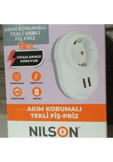 Nilson Akıllı Priz - Akım Koruma, Çocuk Koruma, USB Hızlı Şarj