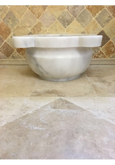 Beyaz Düz Mermer Kurna