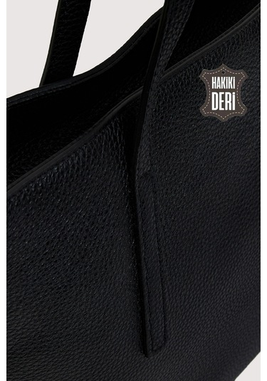 Hakiki Deri Kadın Omuz Çantası Siyah Smr6425 Siyah