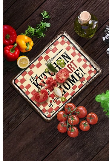 Cam Kesme Tahtası, Kesme Tablası Kenarları Oval, Antibakteriyal, Sunum Tahtası Kırmızı Kırmızı