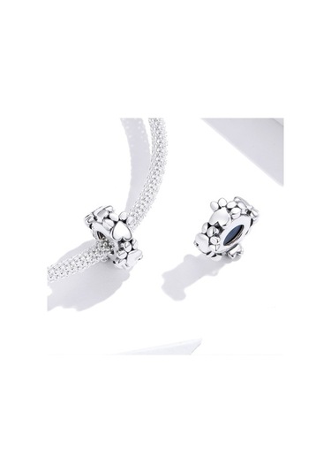 Fastbuy Kalp Boncuklu Bilezik, Som Gümüş, Ayrı Boncuk, Aşk Ayak İzleri, Renkli Gevşek Boncuk Aksesuar Çok Renkli