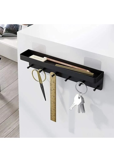 Lemestar Mat Siyah Duvar Organizerı - 6 Çelik Kanca İle Anahtar, Gözlük, Cüzdan Ve Ev Eşyaları İçin Dayanıklı Duvar Takımı Siyah