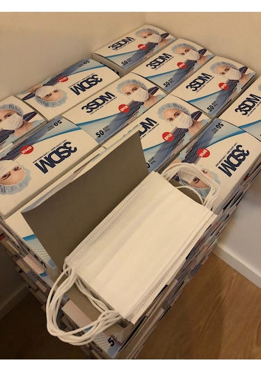Cerrahi Maske 3 Katlı 50'Li Kutu Burun Telli Maske Ultrasonic Maske