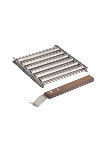 Wondernest Izgara Paslanmaz Çelik Ahşap Saplı Hot Dog Sosis Barbekü Rafı - Mutfak Aletleri Kutulu Çok Renkli Çok Renkli