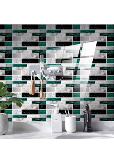 Sones 12 Adet 10 X 20 Cm Tuğla Desenli Kristal Film Parlak Fayans Sticker Zemin Stickerı Kit037 Diğer