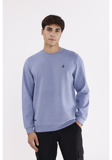 Rowinger Modal Karışımlı Yumuşak Dokulu Rahat Kalıp Esnek Kullanım Sunan Sweatshirt Lightblue