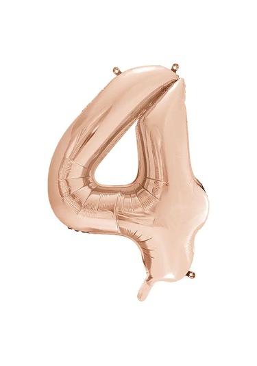 1 Adet 34 İnç 85 Cm Rose Gold Folyo Balon Helyum Balon 4 Yaş Balonu 4 Rakam Balon Rose Gold