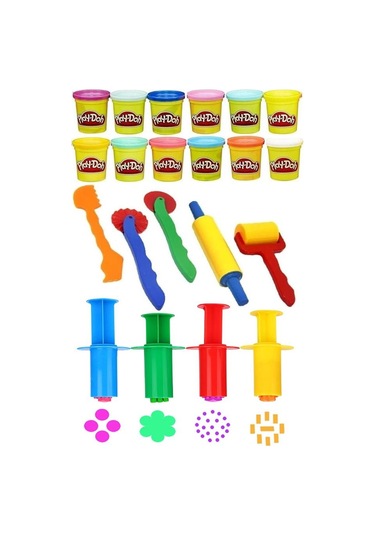 12 Renk Oyun Hamuru Kalıbı Merdane Silindir Kesici Ve Enjektör Seti 21 Parça 1 Paket Okul Kreş Ana Sınıfı Etkinlik Okul Öncesi