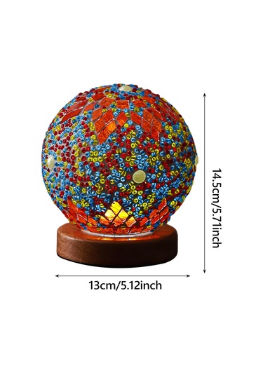 Homyl Gece Işığı Yatak Başı Usb Cam Mozaik Top Türk Lambası Turuncu Çok Renkli