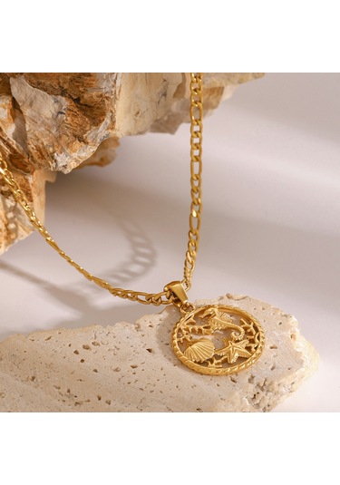 Paslanmaz Çelik Okyanus Serisi Kolye Yüksek Kaliteli İns Mücevher 18 Ayar Altın Kaplama Deniz Kabuğu Kolye Ucu Diğer