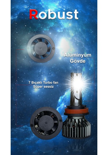 Robust H11 Led Xenon Far Ampulü Yeni Nesil Mini 8.000 Lümen