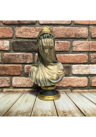 Tül Duvaklı Kadın Büst Heykel Biblo
