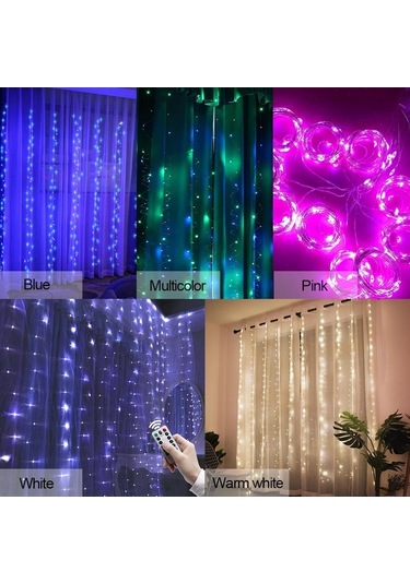 Trendooze 300 Led Usb Perde Işığı - 3m X 3m, Uzaktan Kumandalı Renkli Aydınlatma