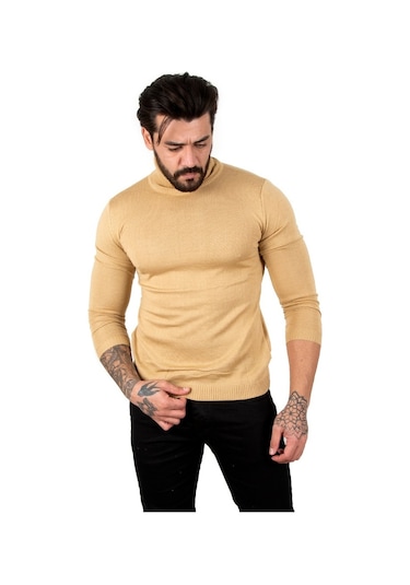 Deepsea Camel Balıkçı Yaka Camel Düz Kazak 2002292 Camel