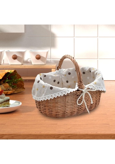 Homyl Dokuma Piknik Sepeti Kırsal Saplı Saklama Kahverengi