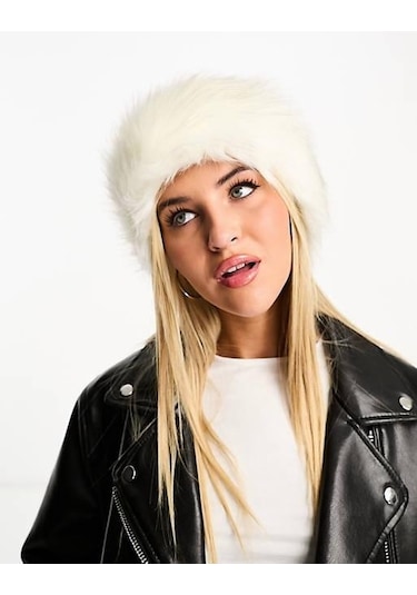 Kadın Cossack Kalpak Kürklü Şapka-ekru - Standart Açık Bej