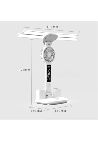 Monozone Fanlı Masa Lambası 7w Şajlı Saat Takvim Dereceli