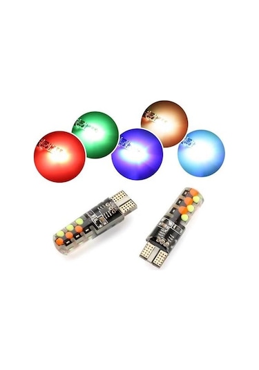 18 Led Rgb T10 Kumandalı Çakarlı Araç Park Ampülü