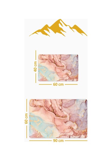 Yıkanabilir Kaymaz Tabanlı Modern Desenli 2'li Banyo Paspas Takımı Bps0034 Renkli