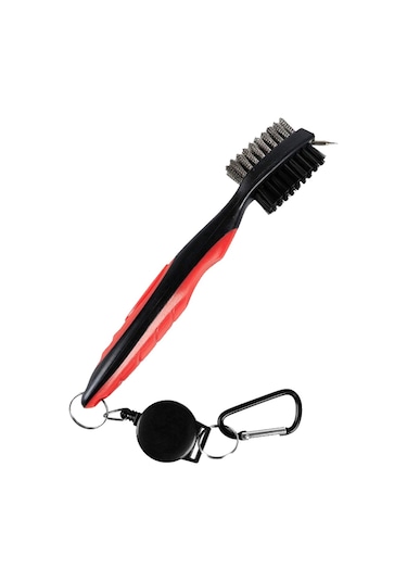 Qingmipy Golf Silici - Kombinasyon Tırnaklı, Gölgeli Temizleme Çekiçi, Ergonomik Tutamaklı Ve Geri Çekilebilir Kordonlu Toprak Ve Çim Temizleyici Kırmızı