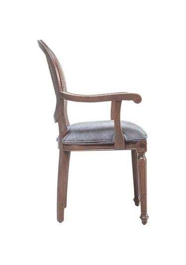 Madalyon Kolçaklı Hazeranlı Ahşap Klasik Sandalye Açık Ceviz