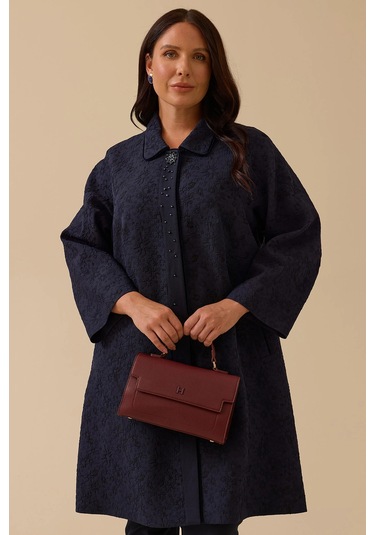 Galaxi Kadın Büyük Beden Desenli Jakar Kap 4003 Lacivert Lacivert