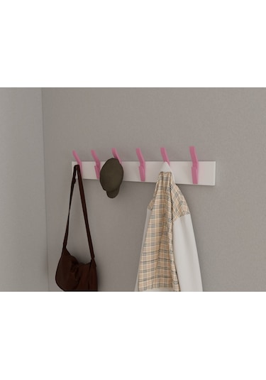 Hepsi3boyutlu Modern Duvar & Kapı Kanca Askılık - 6 Adet Pembe Kanca Askılık - Model No : 3 Pembe