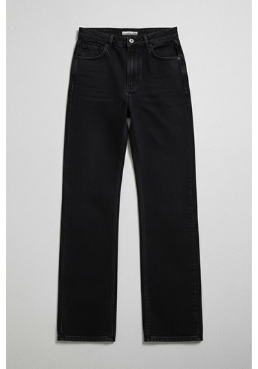 Itsbasic Kadın Siyah Renk Doris 1s5-1 Straight Fit Yüksek Bel %100 Koton Denim Jean Siyah 1s5-1