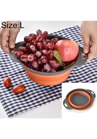Cbtx Yaratıcı Katlanır Sebze Meyve Depolama Sepeti Organizatör Drenaj Sepeti, L, Boyut: 29.5 23.5 10cm Turuncu