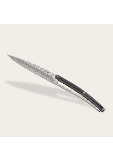 6 Deejo Steak Knives, Ebony Wood / Geometrie Siyah
