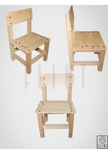 Ahşap El Yapımı Tahta Çocuk Çalışma Sandalyesi Çocuk Taburesi Ahşap