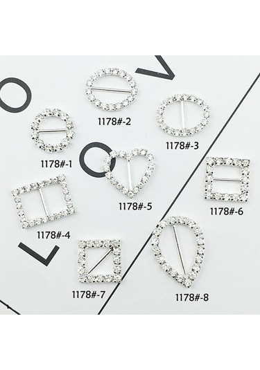 Dıy Craft Kart Davetiyesi İçin 10 Adet Kalp Yuvarlak Kare Şekli Şerit Toka Kaydırıcılar Gümüş , Seçenekler: 7