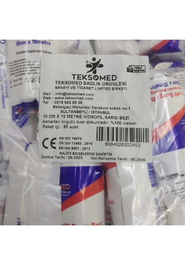 Teksomed - Hidrofil Sargı Bezi 10 Cm X 10 Metre 10 Adet