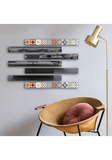 Decorita Dekor Camı Çini Desen Cam ve Füme Ayna 7'li Takım