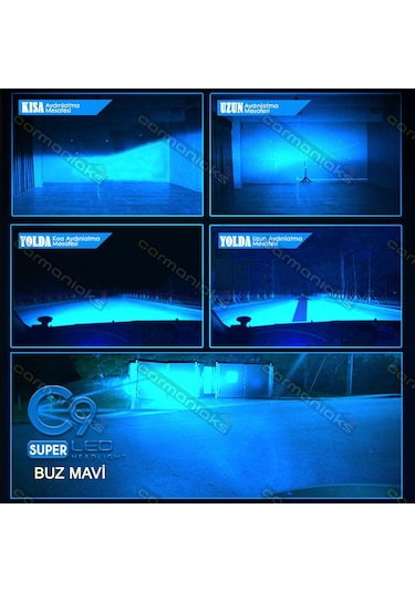 C9 Trio Üç Renk Led Xenon Far Ampulü Buz Mavi Beyaz Gün Işığı H4