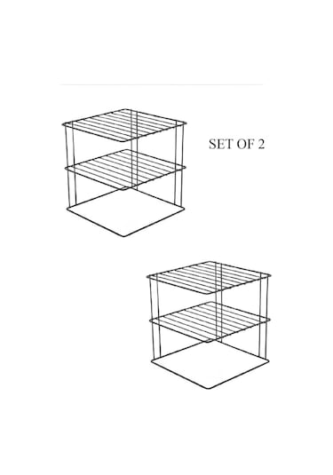 Eva Metal Tasarim Siyah 2 Adet Tabaklık 3 Katlı Dolap Içi Tabak Mutfak Ve Tezgah Düzenleyici Raf. Siyah