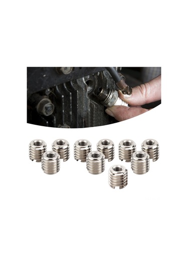 Lemestar 303 Paslanmaz Çelik 10'lu Vida İçertme Seti - M4x0.7 İç/m8x1.25 Dış Dişli, 8mm Uzunluk, Vida Delik Tamiri İçin Dayanıklı Ve Korozyon Direnci