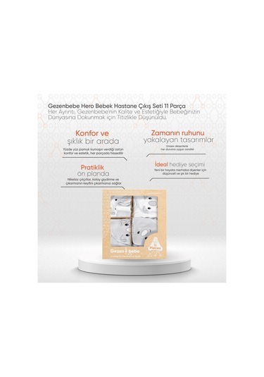 Gezenbebe Hero Bebek Hastane Çıkış Seti 11 Parça Gri