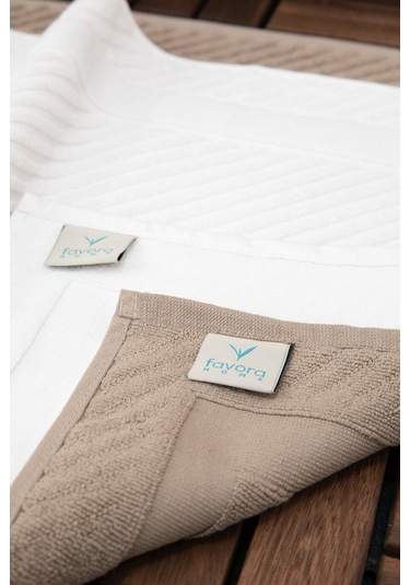 Leoline %100 Pamuk Premium 2'li Ayak Havlusu - Kahve - Beyaz Kahve - Beyaz