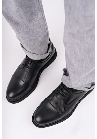 Muggo Marcel Garantili Erkek Günlük Klasik Hakiki Deri Casual Ayakkabı Siyah