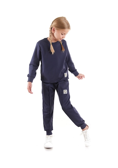 Ahengim Kız Çocuk Back To School Pamuklu Trend Eşofman Takımı Ak2529 Füme