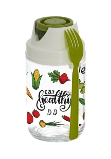 Herevin Çatal ve Sosluklu Cam Salata Kabı 660 ML