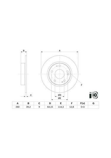 Honda Civic 1.5vtec Fk7 2017-2021 Bosch Arka Disk 260mm 2 Adet