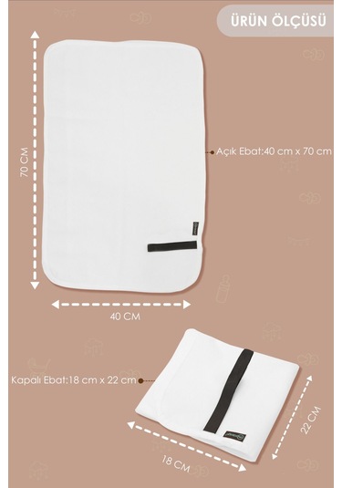 Mordesign Bebek Alez Alt Açma, Sıvı Geçirmez Alez Alt Değiştirme, 3'lü Bakım Örtüsü Basic Serisi, Beyaz Zg10181