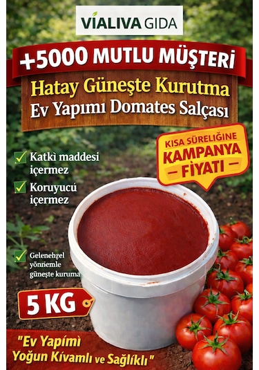 Hatay Güneşte Kurutma Ev Yapımı Domates Salçası 5 KG
